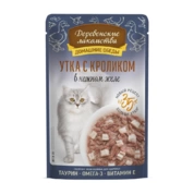 Деревенские лакомства корм для кошек Утка с Кроликом желе, 70 г