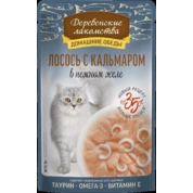 Деревенские лакомства корм для кошек Лосось с Кальмаром желе, 70 г