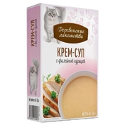 Деревенские лакомства корм для кошек крем-суп Курица, 4*35 г