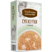 Деревенские лакомства корм для кошек суп Утка/лосось, 4*35 г