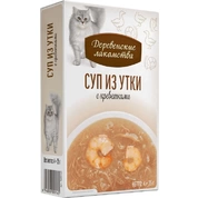 Деревенские лакомства корм для кошек суп Утка/Креветка, 4*35 г