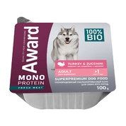 Award Monoprotein Влажный корм для взрослых собак паштет из индейки с цукини, 100г