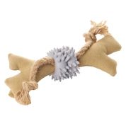 Wogy Игрушка для собак Косточка с резиновыми кольцами шипами и канатом, 20 см