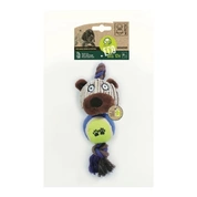 Mpets Игрушка мягкая для собак Медведь Санчо с с канатом и мячиком, 24 см