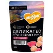 Мнямс Деликатес влажный корм Куриное филе с тунцом в соусе для стерилизованных кошек, 50 г