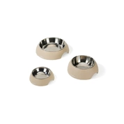 MPets Миска для собак и кошек ECO Bamboo бежевая, 350 мл, бамбук, металл