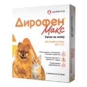 Apicenna Дирофен Max 60мг (д/кошек и собак до 2,5кг), 1 пипетка по 0,25мл