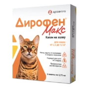 Apicenna Дирофен Max 60мг (д/кошек от 2,5 до 7,5кг), 1 пипетка по 0,75мл