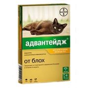 Bayer Адвантейдж 40 капли от блох для кошек до 4 кг, 4 пип