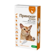 KRKA Принокат капли для кошек до 4 кг, 40/4 мг, 1 пипетка 0,4 мл