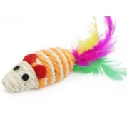 Triol игрушка для кошек Мышь сизалевая с пером, 7 см, 1 шт