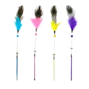 Wogy игрушка для кошек Перо павлина на палочке, 140 см с декором и колокольчиками