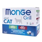 Monge Grill набор для взрослых кошек Кролик/Ягненок желе, 12*85 г