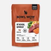 BOWL WOW кусочки в соусе для кошек с чувствительным пищеварением Ягненок и шпинат 85г