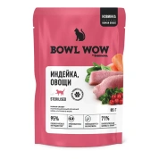 BOWL WOW кусочки в соусе для стерилизованных кошек, Индейка с овощами 85 г