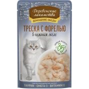 Деревенские лакомства корм для кошек Треска с Форелью желе, 70 г