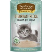 Деревенские лакомства корм для котят Отборный Треска паштет, 70 г