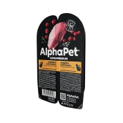 AlphaPet корм для стерилизованных кошек Индейка и брусника мясные кусочки в соусе, 80г