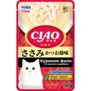 INABA Ciao Pouch Влажный корм для кошек Куриное филе,с кацуобуси и лактобактериями, 40г