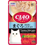 INABA Ciao Pouch Влажный корм для кошек Тунец Магуро и куриное филе с ширасу, 40г