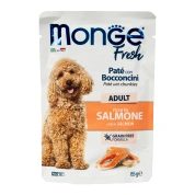 Monge Dog Fresh паштет для взрослых собак с кусочками лосося, паучи 85 г
