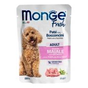 Monge Dog Fresh паштет для взрослых собак с кусочками свинины и овощами, паучи 85 г