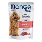 Monge Dog Fresh паштет для взрослых собак с кусочками говядины, паучи 85 г
