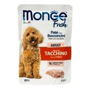 Monge Dog Fresh паштет для взрослых собак с кусочками индейки, паучи 85 г