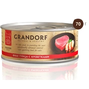 Grandorf консервы для кошек Филе тунца с креветками, 70 г