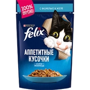 Felix Аппетитные кусочки корм для кошек Форель в желе, 75 г