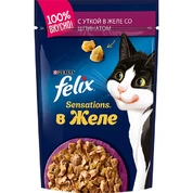 Felix sensations корм для кошек Утка/шпинат желе, 75 г