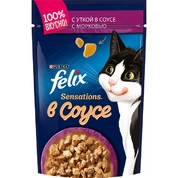 Felix sensations корм для кошек Утка/морковь соус, 75 г