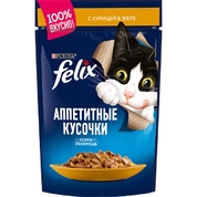 Felix Аппетитные кусочки корм для кошек Курица в желе, 75 г