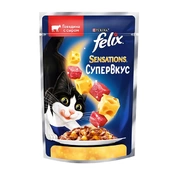 Felix sensations корм для кошек Говядина/сыр желе, 75 г
