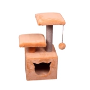 Amigo домик-когтеточка с 2 лежанками квадратный малый, 30*30*h62 см