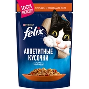 Felix Аппетитные кусочки корм для кошек Курица/томат в желе, 75 г